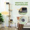 Cat Wall Shelves, Cat Wall Furniture with 4 Platforms, Jute Scratching Post for Indoor Playing, Climbing, Dark Grey