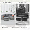3-Piece Patio Furniture Set Modern Sectional Sofa Rattan Chair Wicker Conversation Set Outdoor Hand Woven Rattan Wicker Furniture Patio Coffee Table Sofa Set, Grey