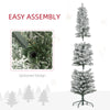 6ft Artificial Prelit Christmas Tree with Warm White LED Light, Snow Flocked Branches, Metal Base, Pencil Xmas Tree