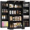 Farmhouse Kitchen Pantry Storage Cabinet, Kitchen Pantry Cabinet with Doors and Adjustable Shelves, Black