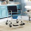 Rolling Shower Chair, Bedside Commode Wheelchair with Padded Seat, Backrest, for Seniors, Disabled, 300 lbs, Black