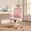 Office Chair, Mesh Computer Desk Chair with Adjustable Headrest, 4D Lumbar Support, Flip-up Arm, Pink