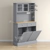 Kitchen Cabinet with Charging Station, 2 Tilt Out Cabinets, Microwave Stand, Freestanding Kitchen Pantry Cabinet