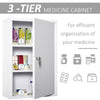 Wall Mount Medicine Cabinet 3 Tier Steel Emergency Box for Bathroom, Lockable with 2 Keys, White