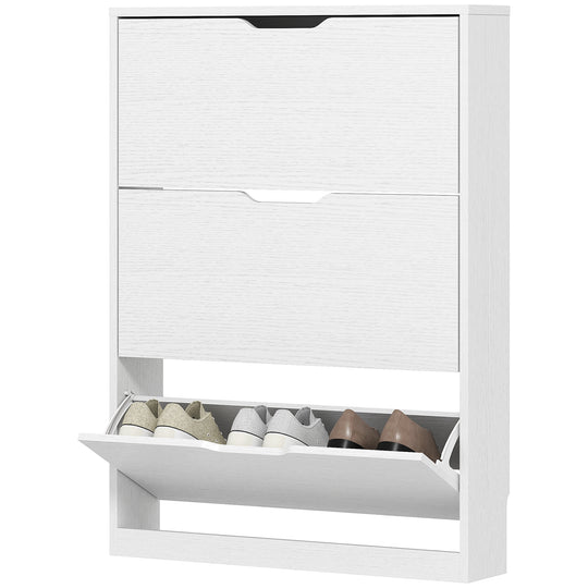 Narrow Shoe Storage Cabinet, Shoe Cabinet with 3 Flip Drawers, 31.5