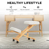 Ergonomic Kneeling Chair, Posture Chair with Rubberwood Frame, Wheels for Office, Posture Correction, Cream White