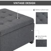 Tufted Storage Ottoman, Upholstered Accent Bench Seat, Cube Storage Box, Footrest Stool, Dark Grey