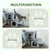 4-Step Pet Stairs, Adjustable Height Cat Stairs with Scratching Posts Cat Condo, Hanging Ball for High Bed, Grey