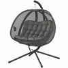 Double Egg Chair with Stand, 2 Person Hanging Swing Egg Chair with Cushion, Pockets