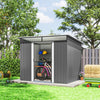 6' x 8.5' Outdoor Metal Garden Shed Utility Tool Storage Steel Backyard House, Grey