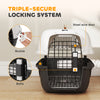 Airline Approved Pet Carrier for Mini Dogs and Cats with Steel Wire Door, Water Bowl, for Car, Airplane, Outdoor, Balck