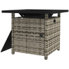 Outdoor PE Rattan Propane Fire Pit Table, 50,000 BTU Pulse-Ignition Wicker Fire Table, Mixed