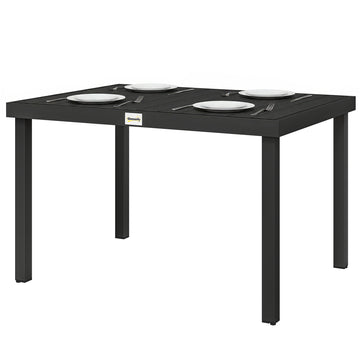 Aluminum Outdoor Dining Table for 6, Patio Rectangular Table, 47.2