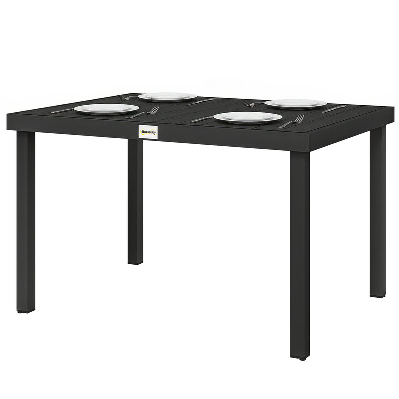 Aluminum Outdoor Dining Table for 6, Patio Rectangular Table, 47.2