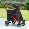 Foldable Pet Stroller with Universal Front Wheels, Shock Absorber, Dog Cat Carriage for Large & Medium Dogs, Black