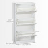 Slim Shoe Storage with 3 Flip Drawers and Adjustable Shelves Shoe Cabinet Organizer for 15 Pair, High Gloss White