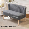 Modern 2 Seat Sofa for Bedroom, Upholstered Two Seater Couch with Rubber Wood Legs, Grey