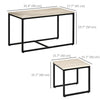Nesting Coffee Table Set of 3, Modern End Tables with Black Metal Frame for Living Room Home Furniture, Brown
