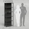 5-Tier Bookshelf, Freestanding Bookcase with LED Lights and Metal Frame for Living Room, Bedroom, Home Office, Black