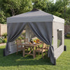 10 x 10 ft Pop Up Canopy Tent with 4 Sidewalls, UPF 50+ 1-Button Push Outdoor Instant Canopy with Wheeled Bag, Dark Grey
