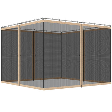 Replacement Mosquito Netting for Gazebo 12' x 12' Black Screen Walls for Canopy with Zippers, Beige