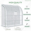 7' x 3' x 7' Outdoor Lean-to Walk-In Greenhouse w/ Roll-up Mesh Windows, Zipper Door and 3-Tier Shelves, White