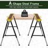 Saw Horse Twin Pack Folding Workbench Adjustable Metal Trestle Stands Yellow