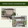 3 Seater Porch Swing Convertible Swing Chair Bed Cushioned, Light Brown