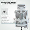 Ergonomic Office Chair, Swivel Desk Chair with Adjustable Lumbar Support, Headrest and Height, Flip-up Armrests, Grey