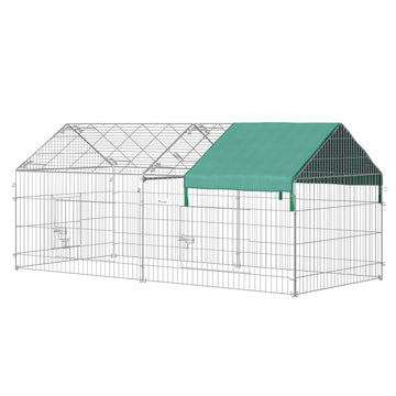 Pet Playpen with Roof, Metal Guinea Pig Cage, Rabbit Pen, Chicken Coop Run, Catio Cat Enclosure with Cover, Doors, Indoor Outdoor for Small Animals, 87