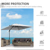 9ft Cantilever Patio Umbrella, Square Overhanging Umbrella with Cross Base, Crank Handle, Tilt, 360° Rotation and Aluminum Frame, Light Grey