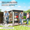 7.5' x 4.3' Outdoor Storage Shed, Waterproof Metal Garden Shed with Lockable Doors, for Backyard, Lawn, Patio, Dark Grey