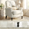 Accent Chair, Mid-Century Modern Armchair with Thick Padded Seat, Spring Cushion, Solid Wood Legs, Cream