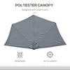 9ft Half Round Patio Umbrella, Outdoor Market Patio Table Umbrella Parasol with Crank Mechanism, 5 Ribs, Grey