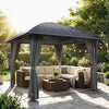 10' x 10' Hardtop Gazebo, Outdoor Gazebo Canopy with UV60+ Polycarbonate Roof, Curtains, Central Hook and Steel Frame for Garden, Lawn, Backyard, Deck, Light Grey