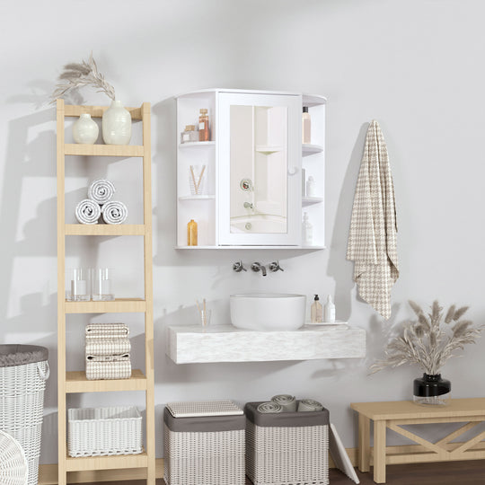 Mirrored Bathroom Wall Cabinet Wall Mounted Medicine Cabinet with Door & Shelves, White