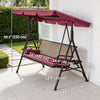 3-Seat Patio Swing Chair, Outdoor Canopy Swing Glider with Adjustable Shade, Wine Red