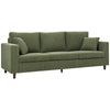3 Seater Sofa with Wide Seat, Corduroy Couch with Deep Seat, Spring Cushion, Green