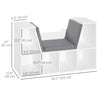 6-Cubby Bookcase with Seat Cushion, Cube Storage Shelf with Reading Nook for Home Office, Study, Grey