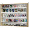5-Tier Display Cabinet, Shot Glass Display Case, Glass Curio Cabinet with 2 Glass Doors and 4 Adjustable Shelves, Oak