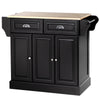 Kitchen Island with Storage Rolling Kitchen Serving Cart with Rubber Wood Top Towel Rack Storage Drawer Cabinet