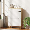 Narrow Shoe Cabinet for Entryway with 2 Flip Drawers, Top Drawer and Adjustable Shelves for 12 Pairs of Shoes, Black