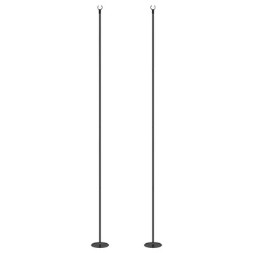 2 Pack of 10' String Light Poles, Steel Hanging Lighting Stand for Patio, Backyard, Deck, Wedding, Party, Black
