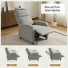Fabric Recliner Sofa Manual Recliner, Home Theater Seating Single Reclining Sofa Chair with Padded Seat for Living Room, Light Grey