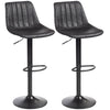 Counter Height Bar Stools Set of 2, Adjustable Height Bar Chairs with Swivel Seat, Leathaire Upholstery, Black