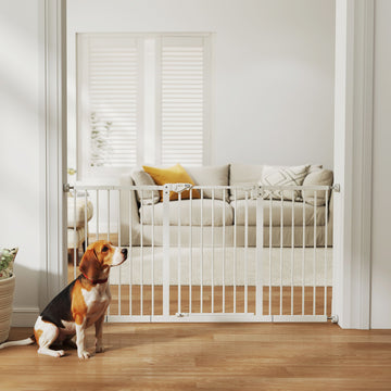 30 Inch Tall Pet Gate with Door Dog Gate and Barrier Indoor for Stairs Includes 7