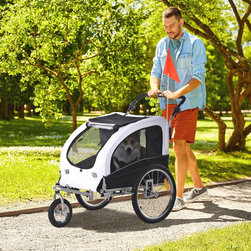 Elite II Dog Bike Trailer 2-In-1 Pet Stroller Cart Bicycle Wagon Cargo Carrier Attachment for Travel with Suspension and Storage Pockets