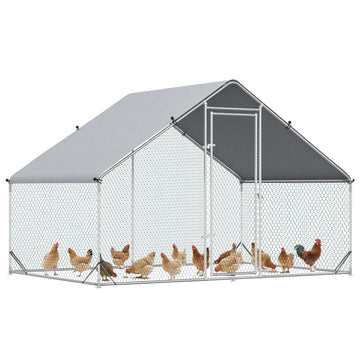 9.8' x 6.6' x 6.6' Chicken Coop Cage, Outdoor Chicken Run w/Cover & Lockable Door