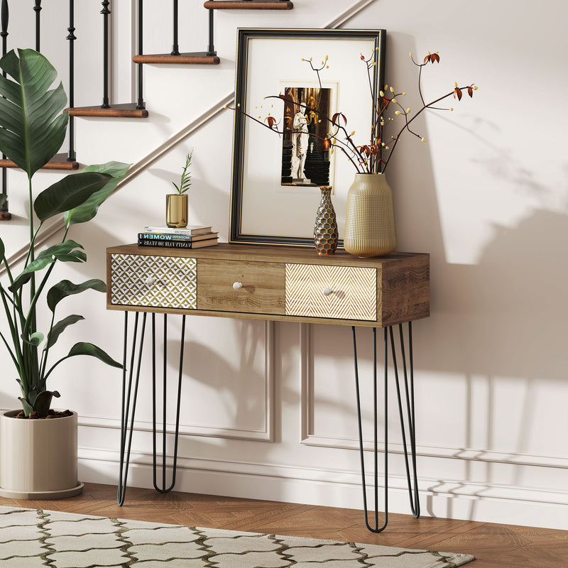 Narrow Console Table with Drawers, 35