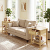 Boho Side Tables Set of 2, End Tables with Drawer and Open Shelf for Living Room, Natural Wood